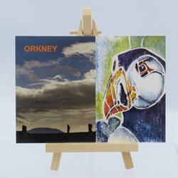 BRODGAR STANDS TALL PUFFIN SMILES POSTCARD